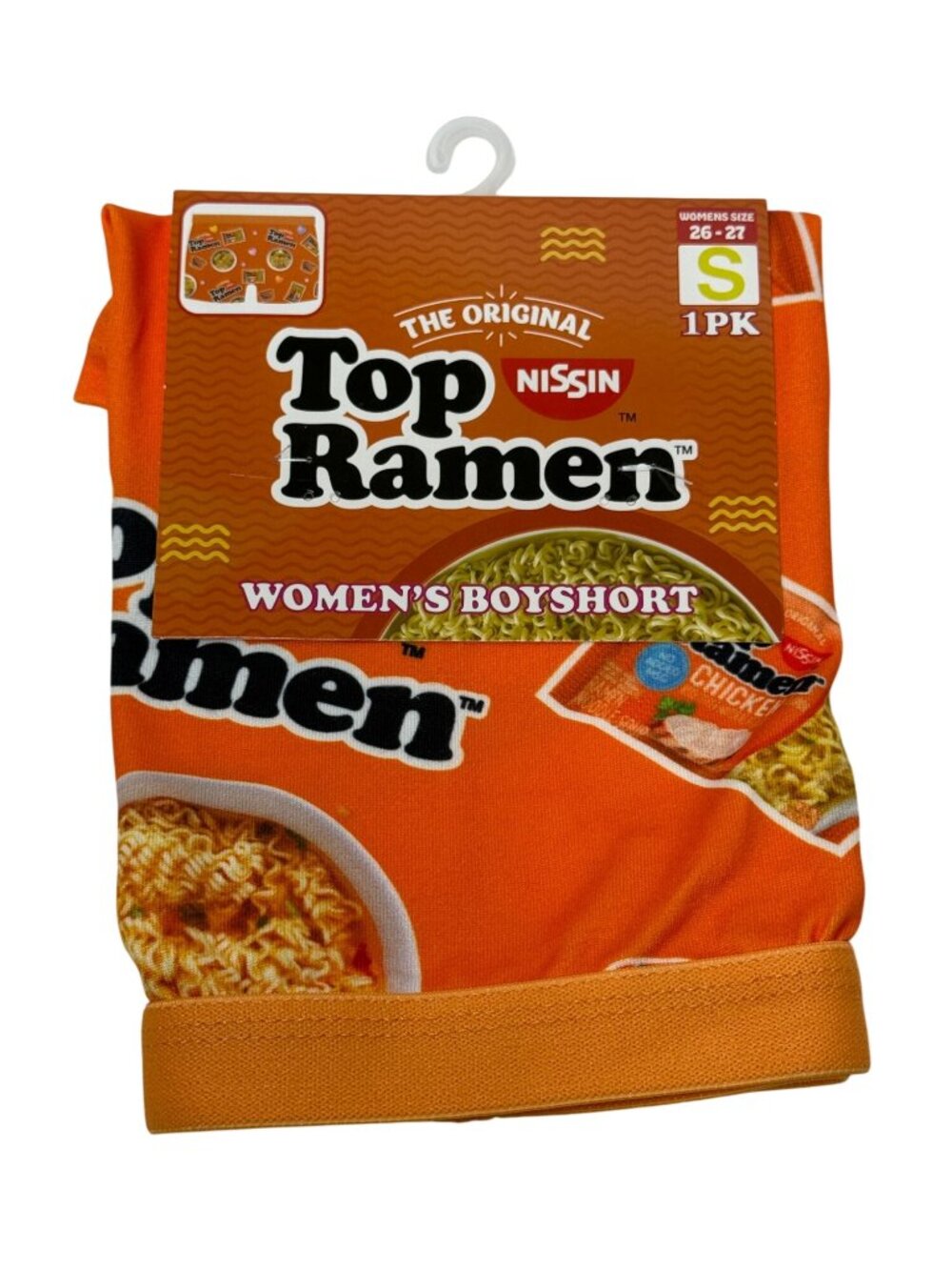 Top Ramen Womens Boyshort Underwear Size Small Orange Novelty Food Print Cute